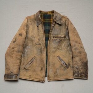 Vintage 40s Monarch Milwaukee Horsehide Flannel Blanket Lined Cossack Jacket 38